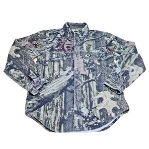 Russell Outdoors Shirt Boys Large 14-16 Mossy Oak Break Up Infinity Camo Button